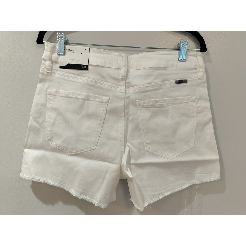 KanCan Women’s White High Rise Frayed Hem Denim Shorts Size XL - Picture 4 of 9